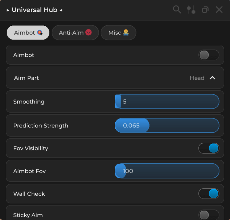 Universal Script Aimbot, Wall Check, And many More