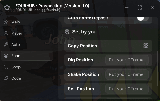 Four Hub Prospecting Script keyless Auto Shake Auto Dig