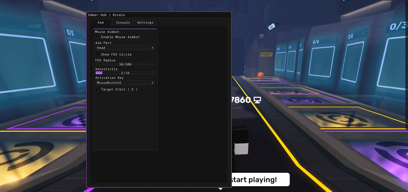 Ember Hub Rivals Script | Mouse Aimbot, Sensitivity, Target Orbit