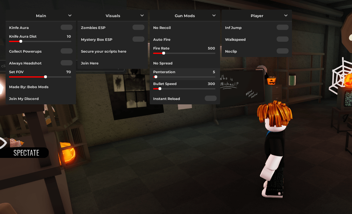 Bebo Mods Hub Script | Kinfe Aura, Knife aura Dist, Auto Fire