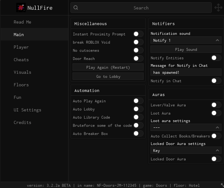 NullFire script for Doors - Auto rooms