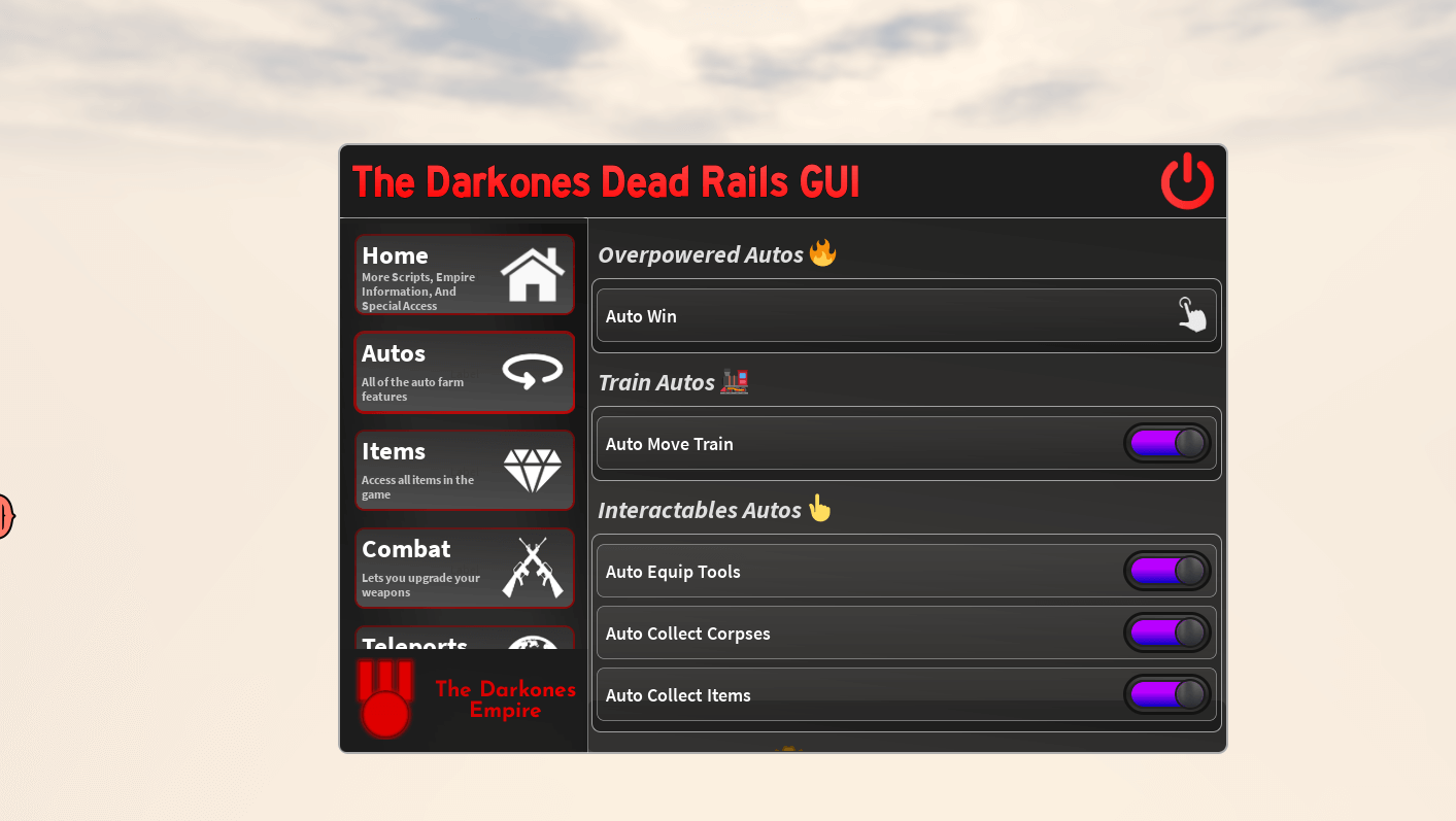 The Darkones Hub Script | Train Autos, Auto Move Train, Auto Equip Tools