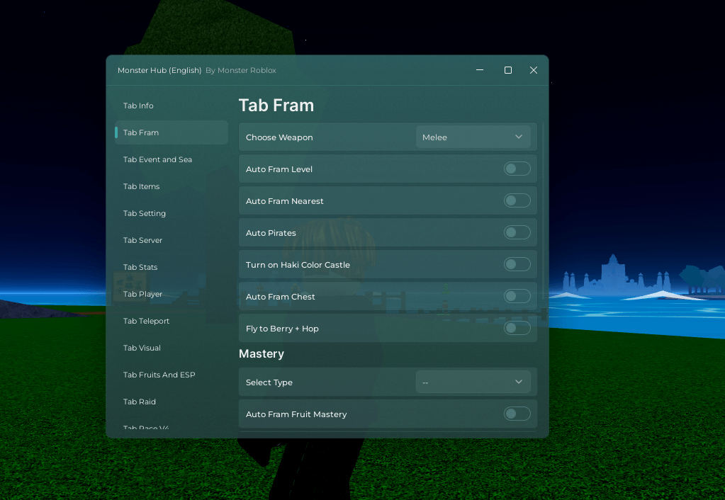 Monster hub no key Script for Blox Fruits (ENGLISH VERSION) - Xeno Supported