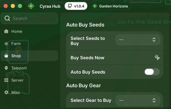 Cyraa Hub script for garden horizons keyless