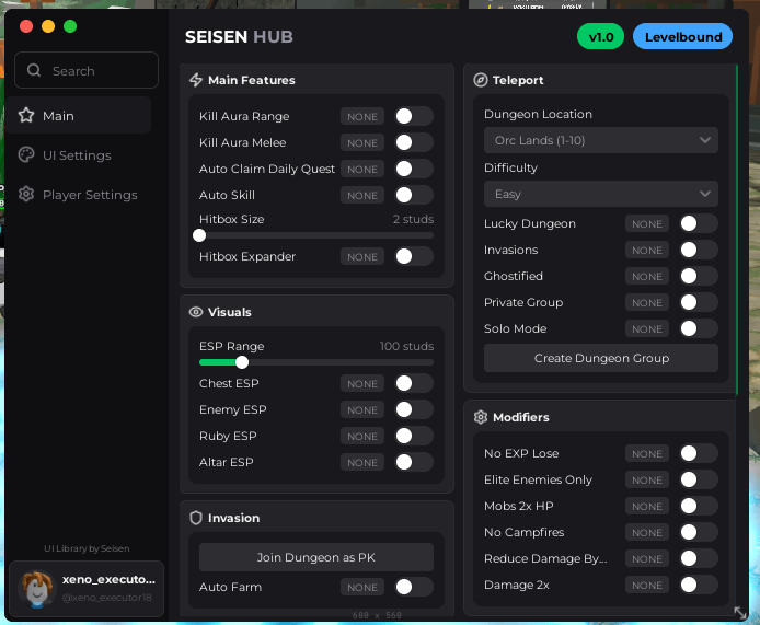 Seisen Hub Script for Levelbound Roblox - Auto Farm