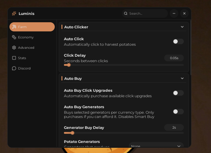 Idle Potato Game Script by Luminis Hub - Auto Farm, Auto Click