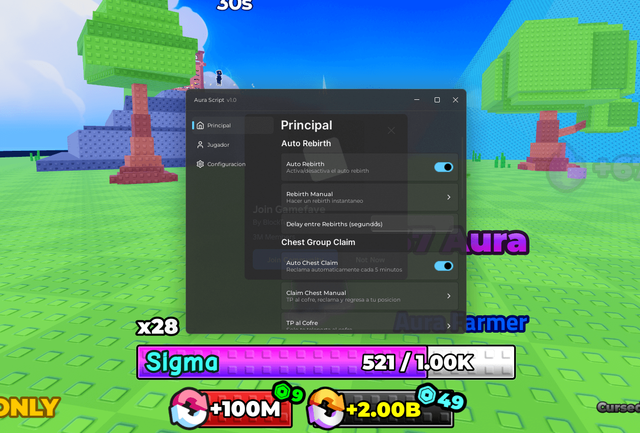 Aura Script v1.0 (No Key)- Auto chest, Auto rebirth
