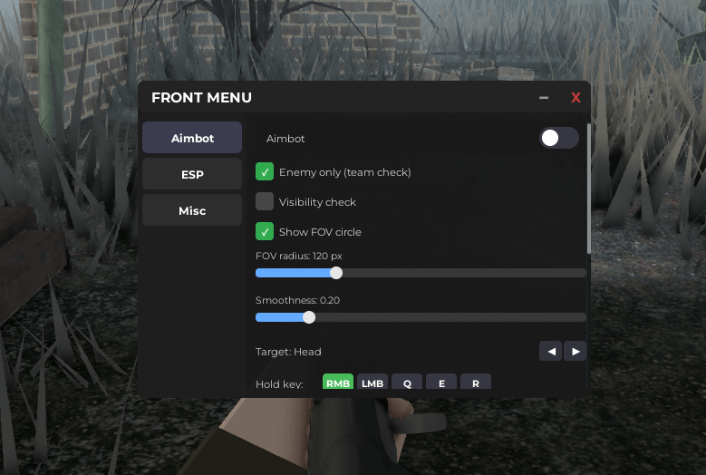 Front Menu (No Key) - Aimbot, ESP