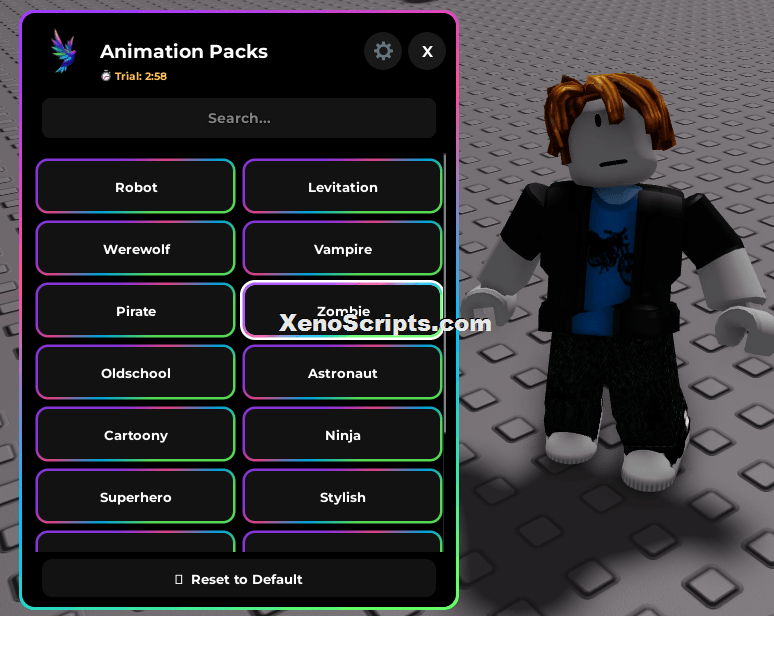 Roblox in game Animation Packs