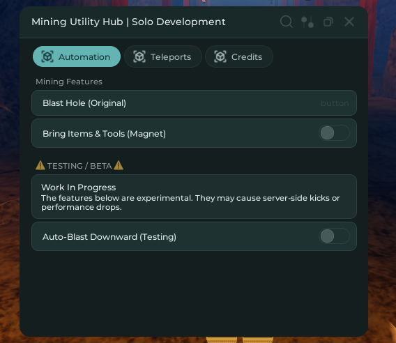 Mining Utility Hub - Bring items and Tools
