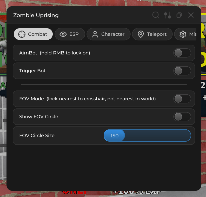 Zombie Uprising, Aimbot, ESP, No Fog, Collect Powerups