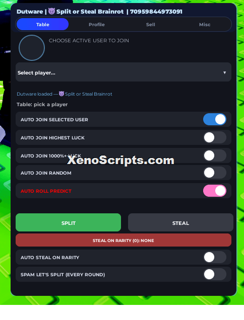 Split or Steal Brainrot Script - Auto Win Steal, Auto Upgrade, Auto Rebirth