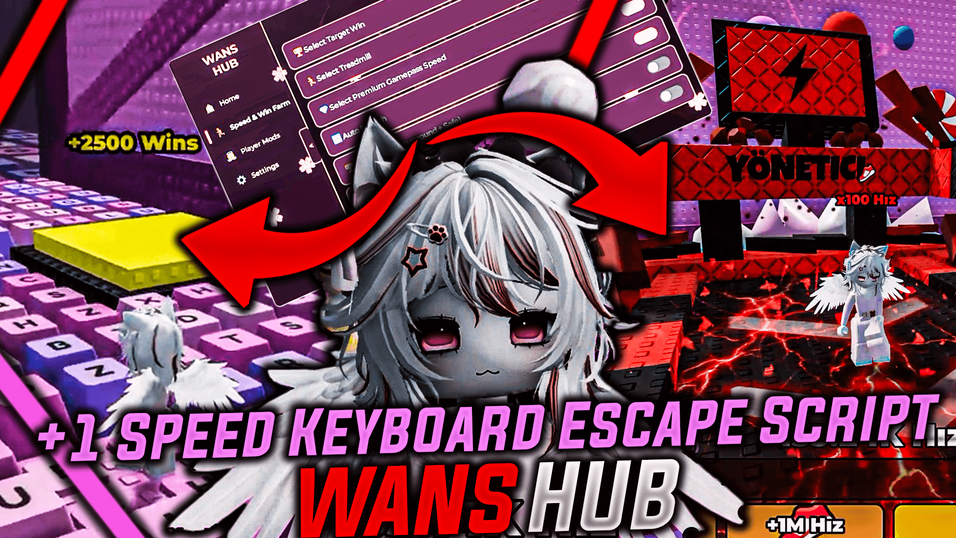 +1 Speed ​​​​Keyboard Escape Script WansHub - Auto Win, Admin Treadmill
