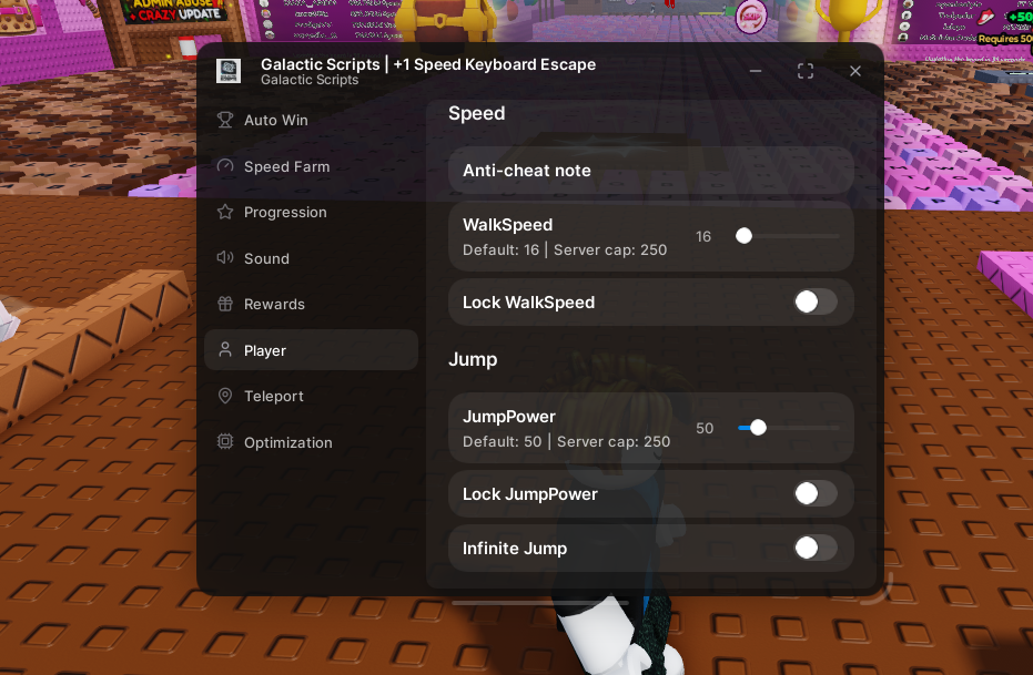 Galactic Scripts +1 Speed Keyboard Escape OP (Keyless) - Auto Win