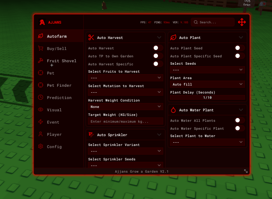 AJJANS HUB GAG2 Script (No Key) - Auto Harvest & Auto Sprinkler