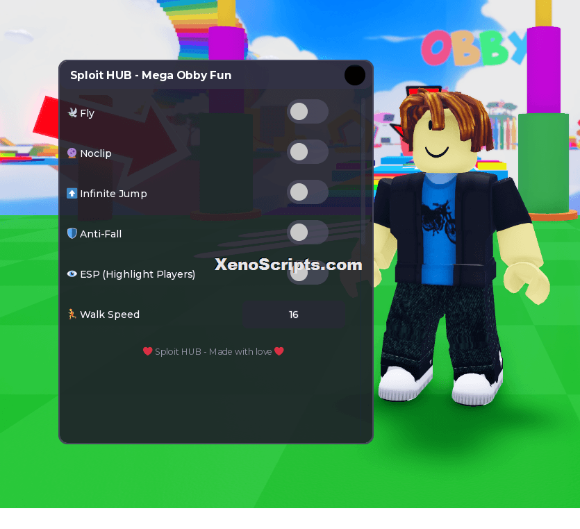 Mega Obby Fun script Cheat HUB (No Keys)