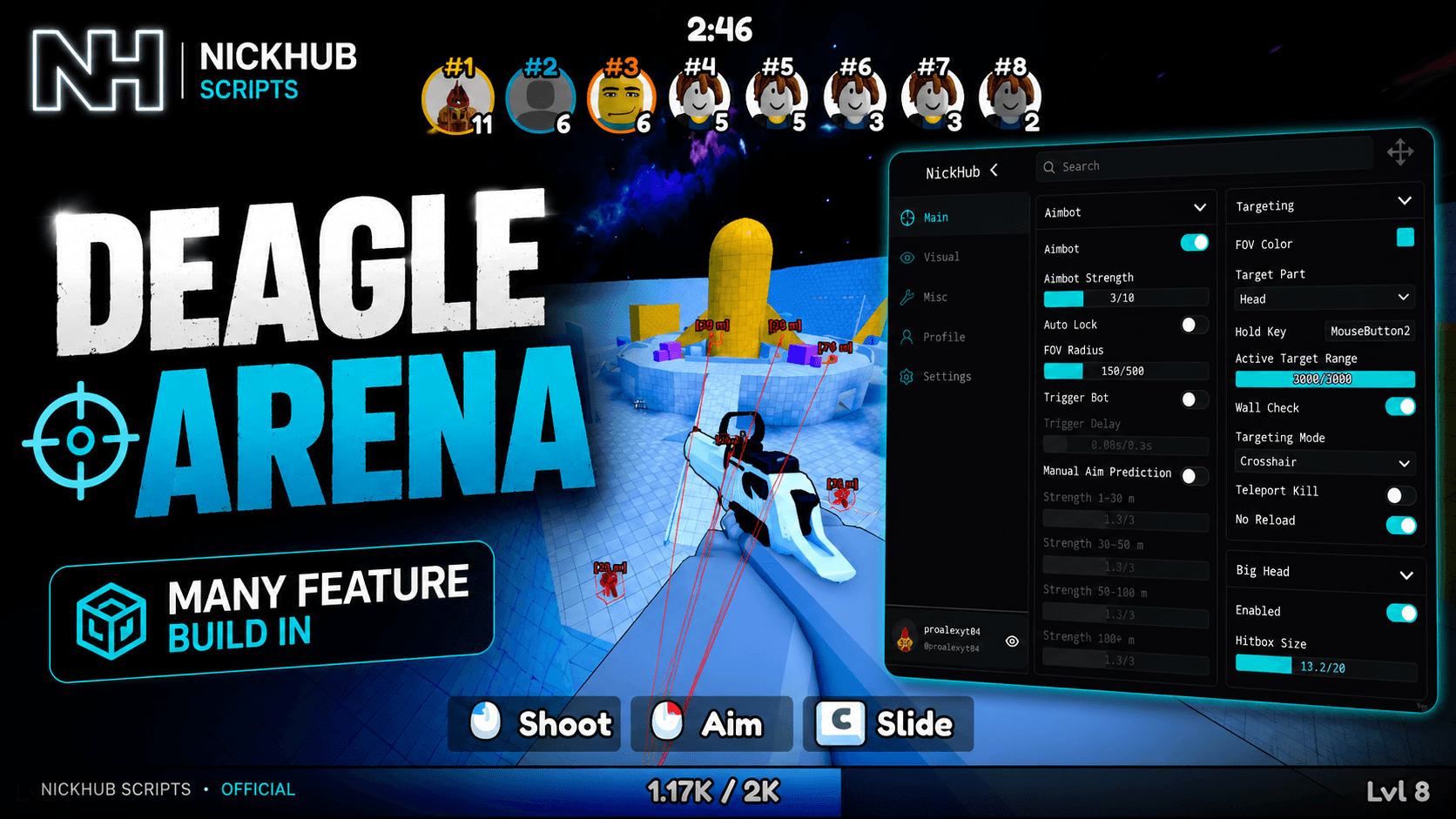 Deagle Arena script by Nick Hub - Aimbot