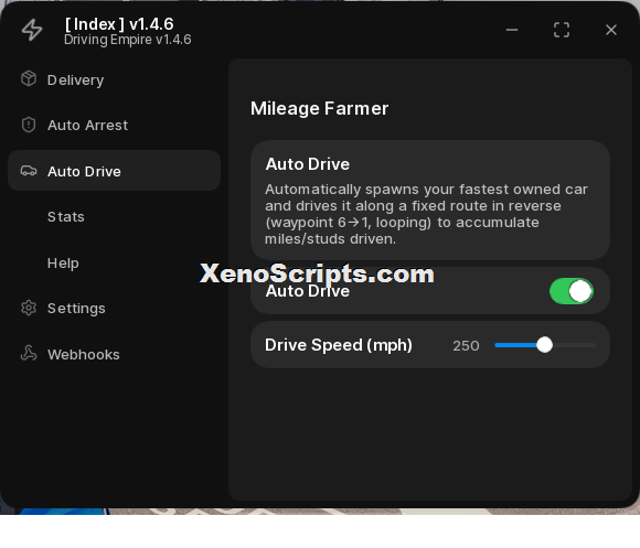 Driving Empire v1.4.6 script by Index | Auto drive
