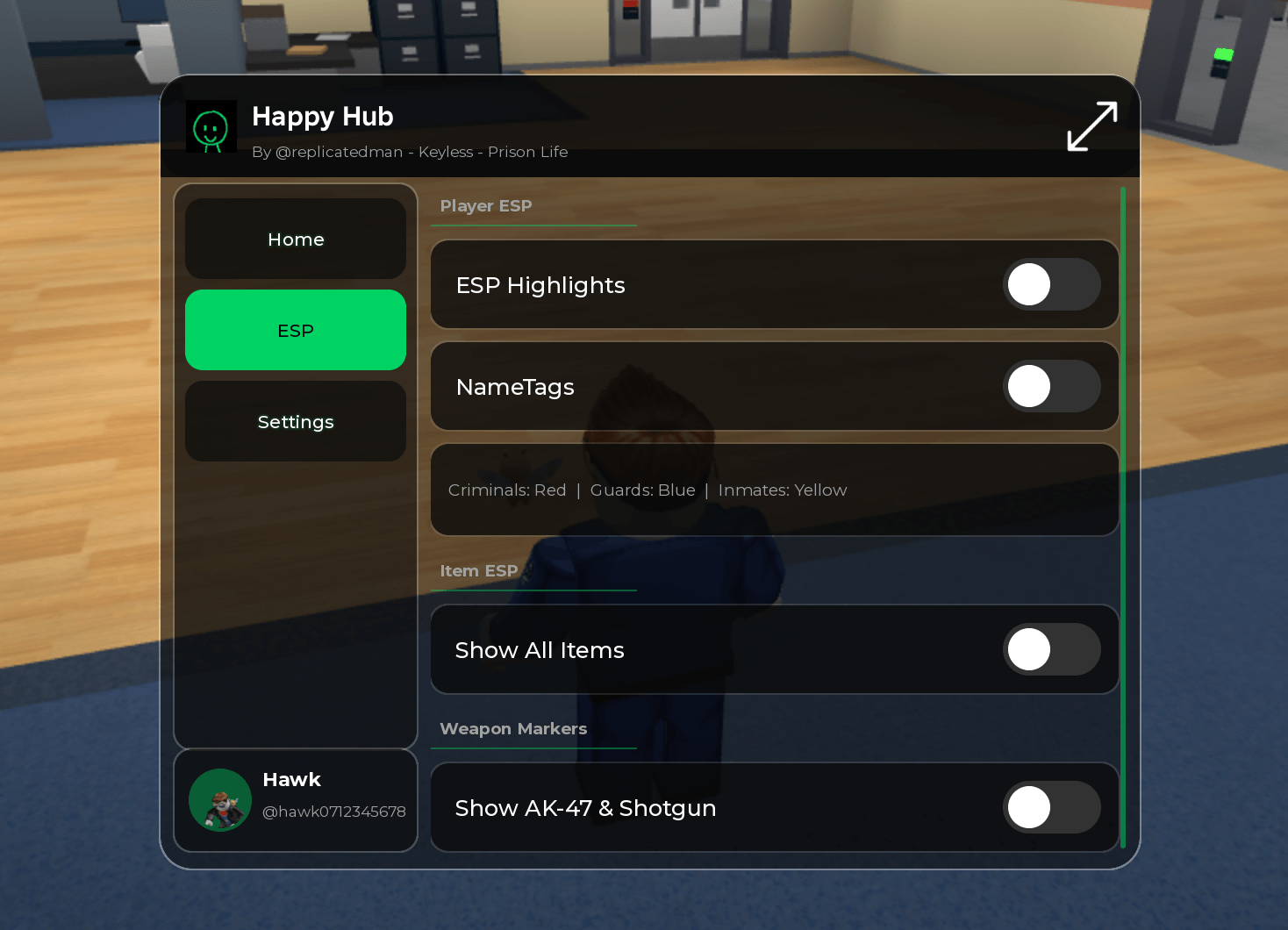 Happy Hub Prison Life script keyless | Player ESP