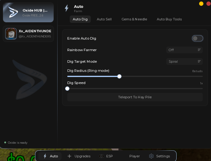 Oxide Hub Search For The Needle script keyless | enable auto dig