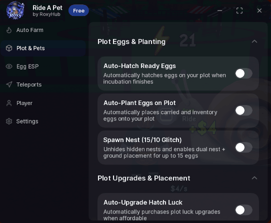 Ride A Pet script keyless | auto farm controls, master auto farm,
