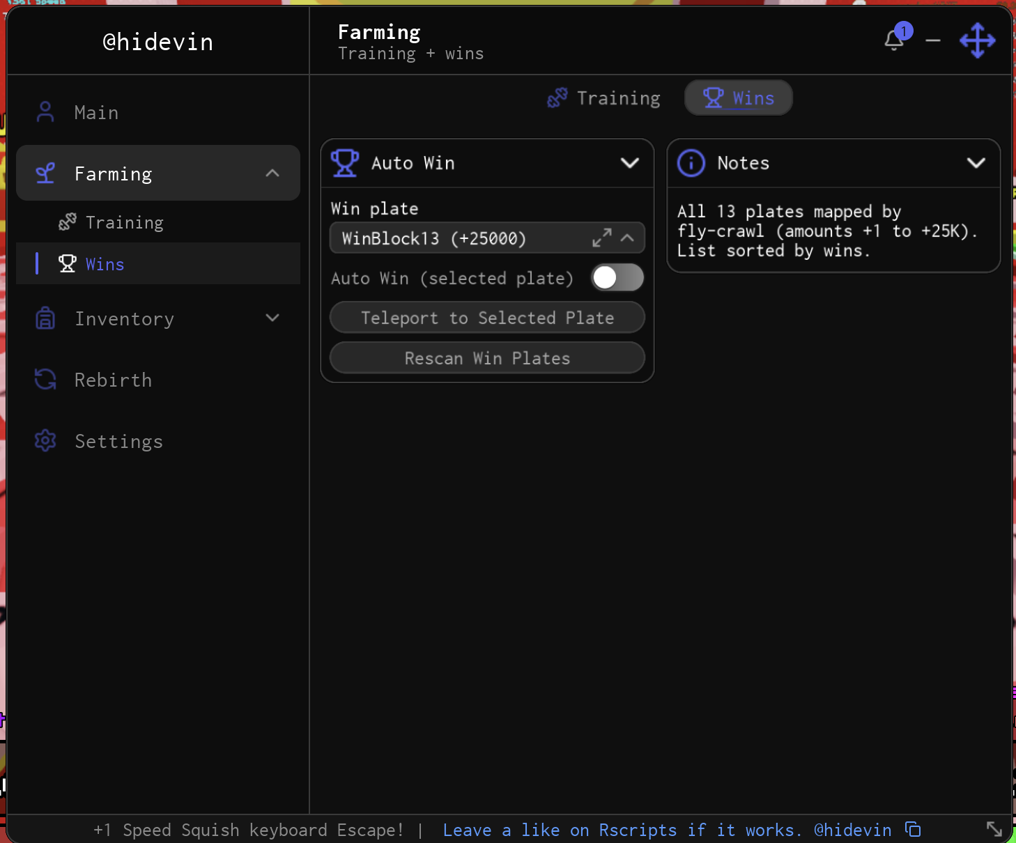 +1 Speed Squish Keyboard Escape script | Autowin