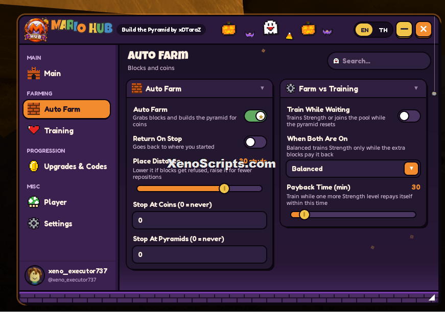 Mario Hub Build The Pyramid script (No Key) | Auto farm blocks and coins