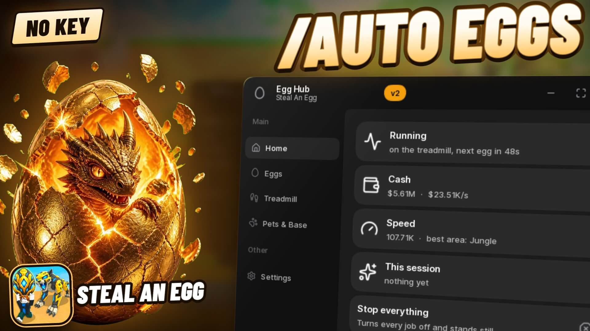Egg Hub | Steal An Egg Auto Farm - Auto Eggs, Auto Treadmill, Auto Upgrade (Keyless)