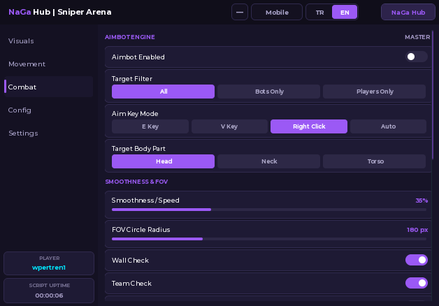 Naga Hub Sniper Arena script | Aimbot, Aim key