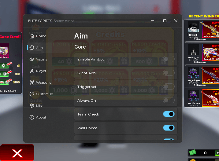 Sniper Arena Keyless Script | Elite Scripts, Aim & Weapons