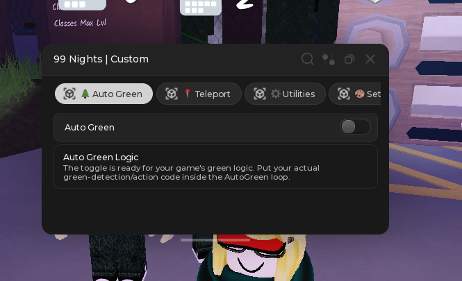 Custom Hub 99 Nights in the Forest Script | Auto green