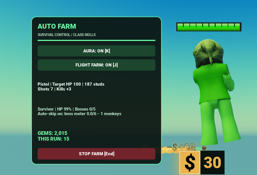 Survive a Million Monkeys Auto farm script keyless