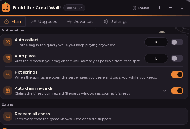 Build the Great Wall script keyless | auto collect, auto place