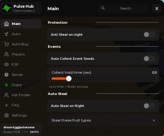 Pulse Hub GAG2 script keyless | anti steal on night