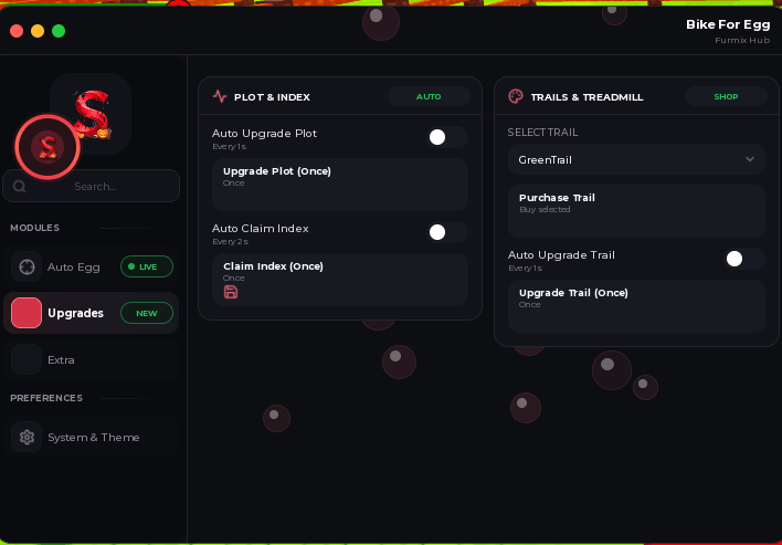 Furmix Hub Bike For Egg script keyless | auto upgrade plot