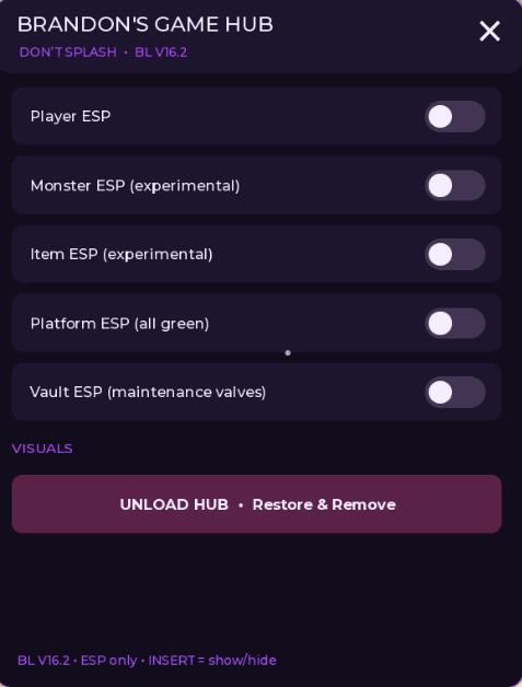 DONT SPLASH script keyless | player esp, monster esp,