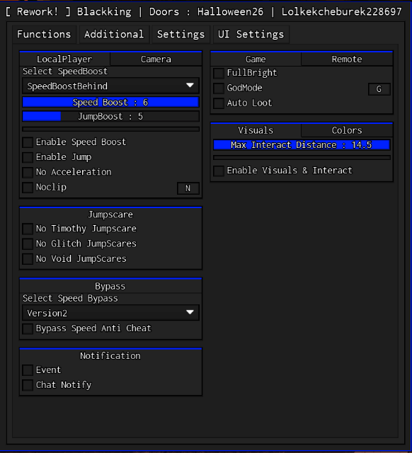 DOORS script keyless | select speedboost, enable speed boost,
